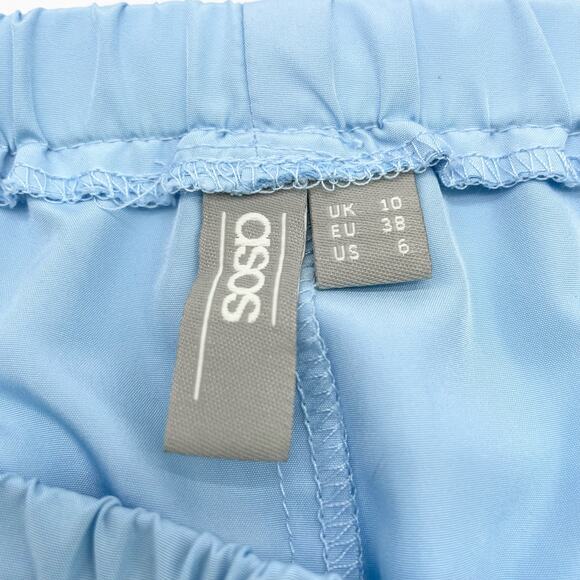 ASOS Womens 6 Track Pants Jogger Light Baby Blue White Stripe Ankle Zip Active - Picture 9 of 9